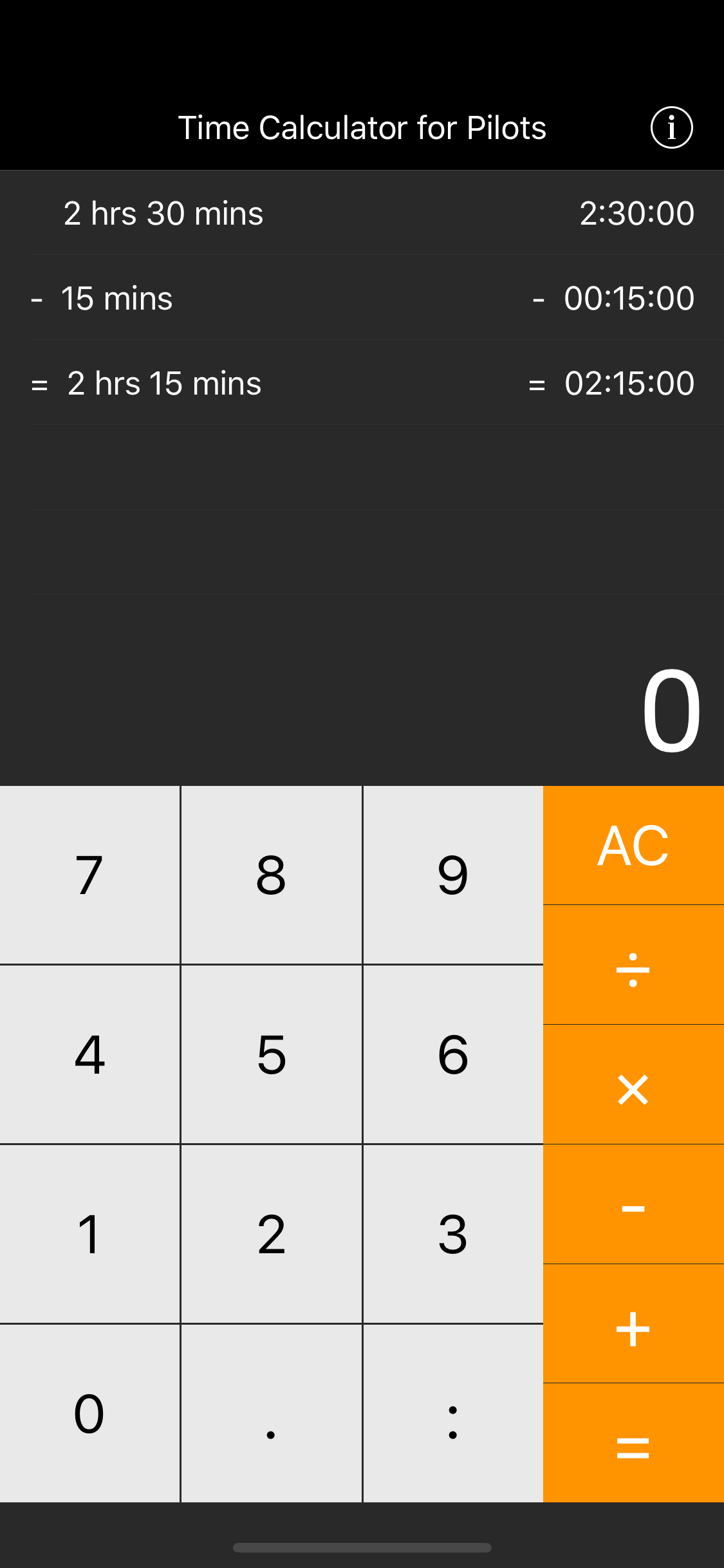 iPhone subtraction screen